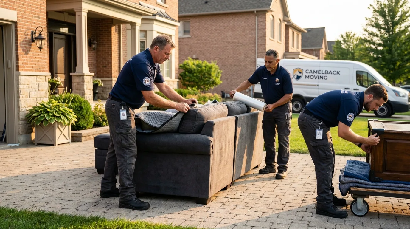 Large estate moving crew wrapping furniture in Denair, CA